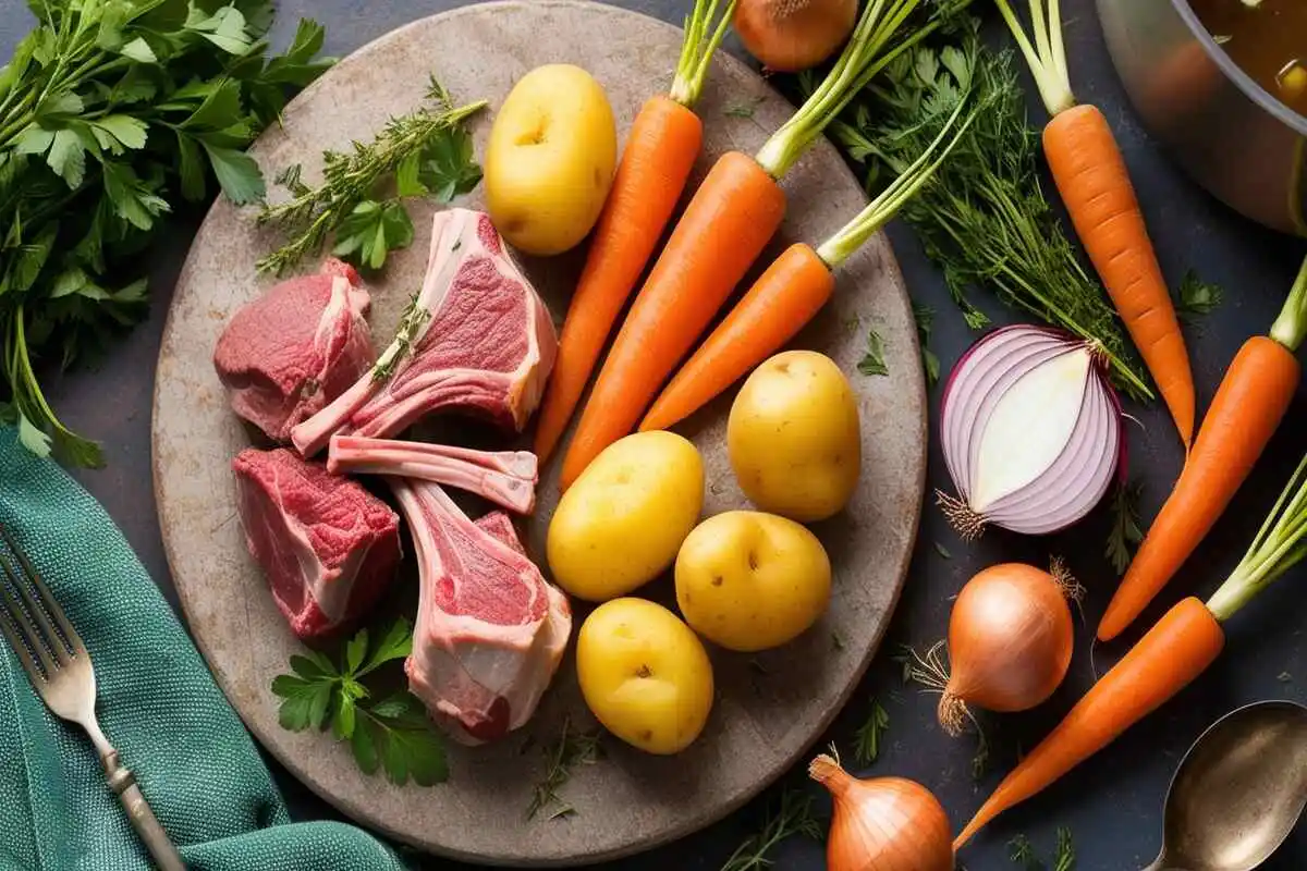 Irish stew ingredients, ingredients in traditional Irish stew, Irish lamb stew recipe, components of Irish stew, authentic Irish stew