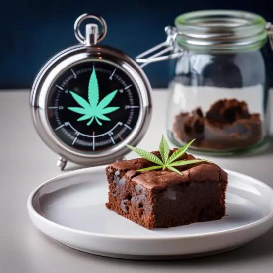 Measuring-cannabis-buds-on-a-kitchen-scale-for-pot-brownies.