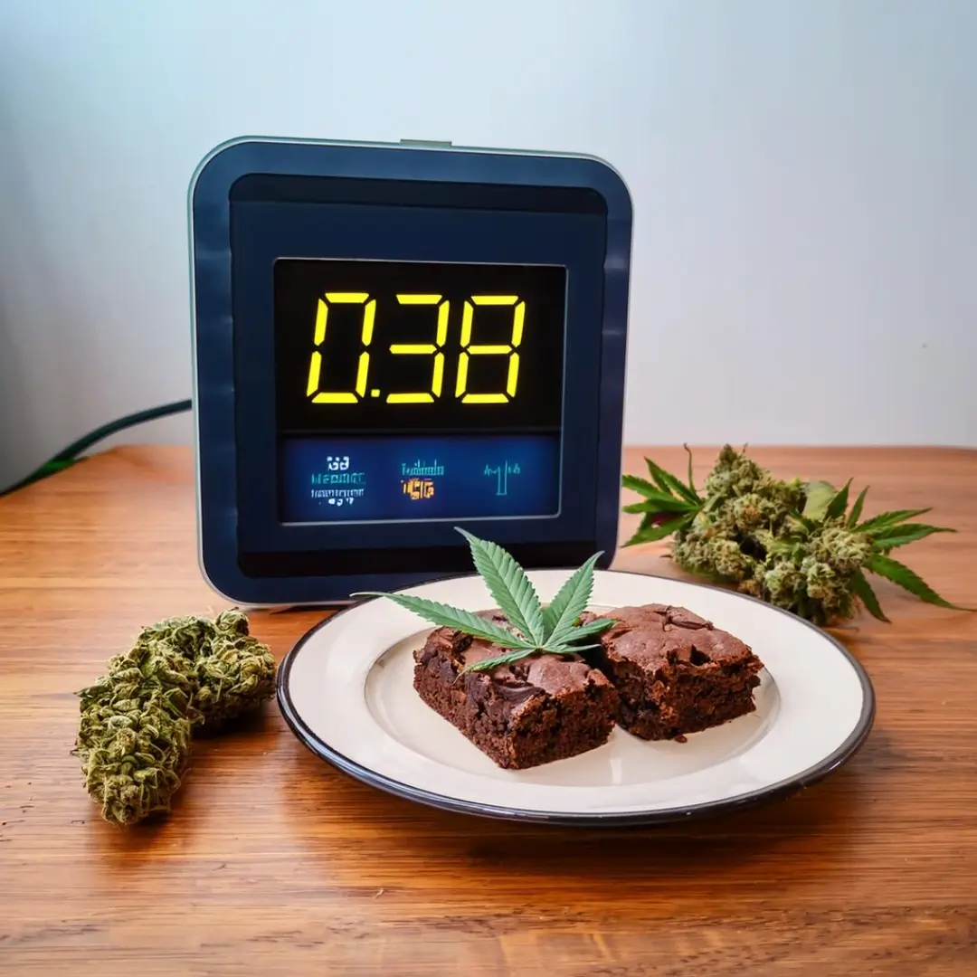 Clock and weed brownies showing varying onset times.