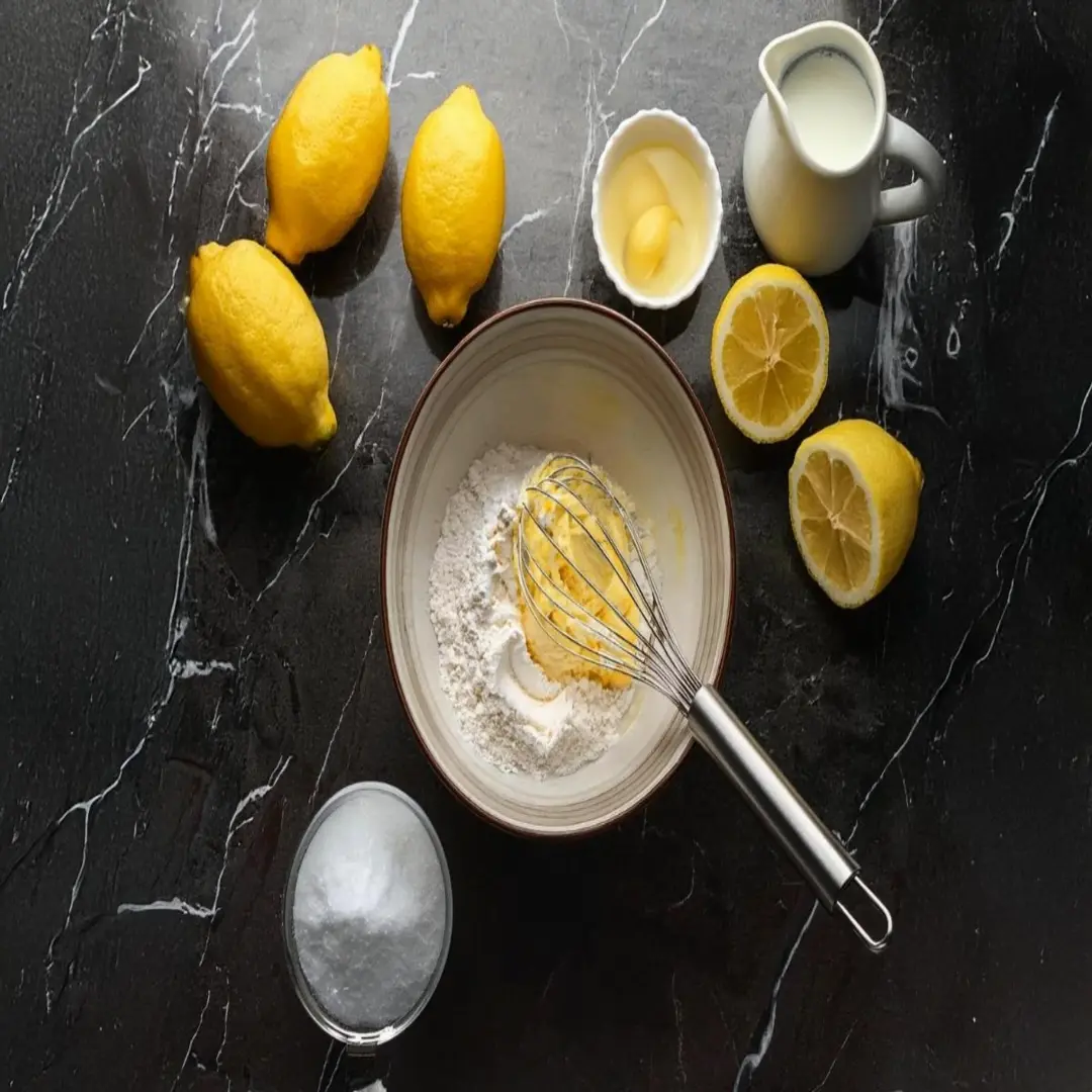  Mixing lemon brownie ingredients with a whisk.