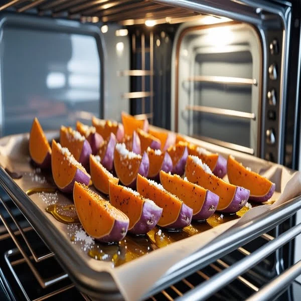 Roasting purple sweet potatoes in the oven