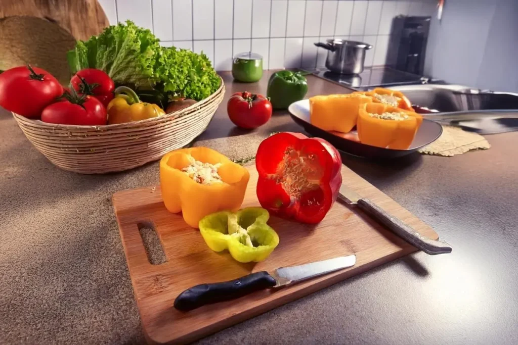 Preparing bell peppers for stuffing