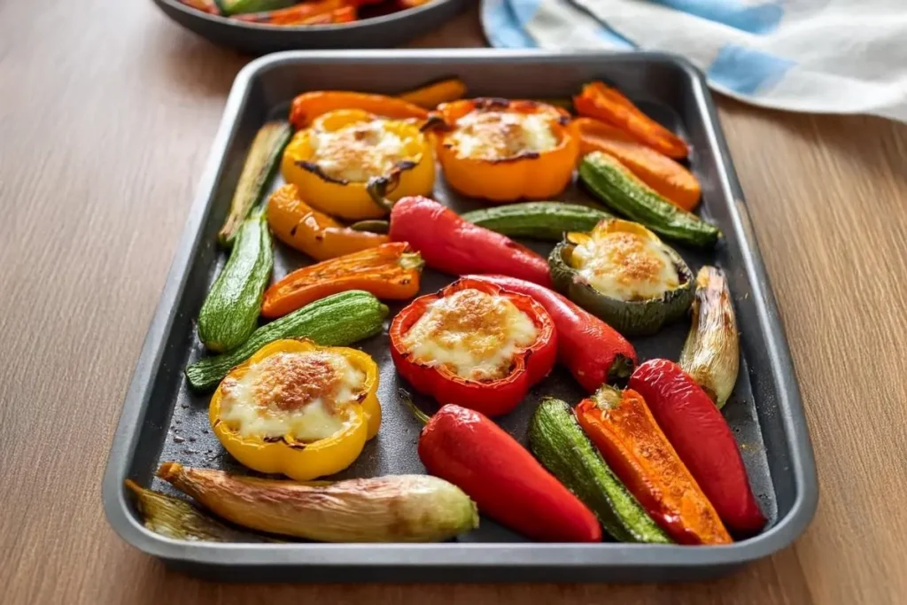 Roasted vegetables with stuffed peppers