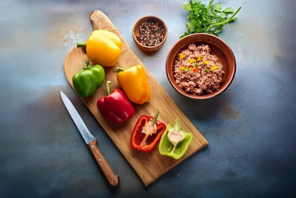 Preparing bell peppers for stuffing