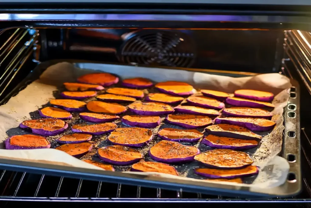 Roasting purple sweet potatoes in the oven